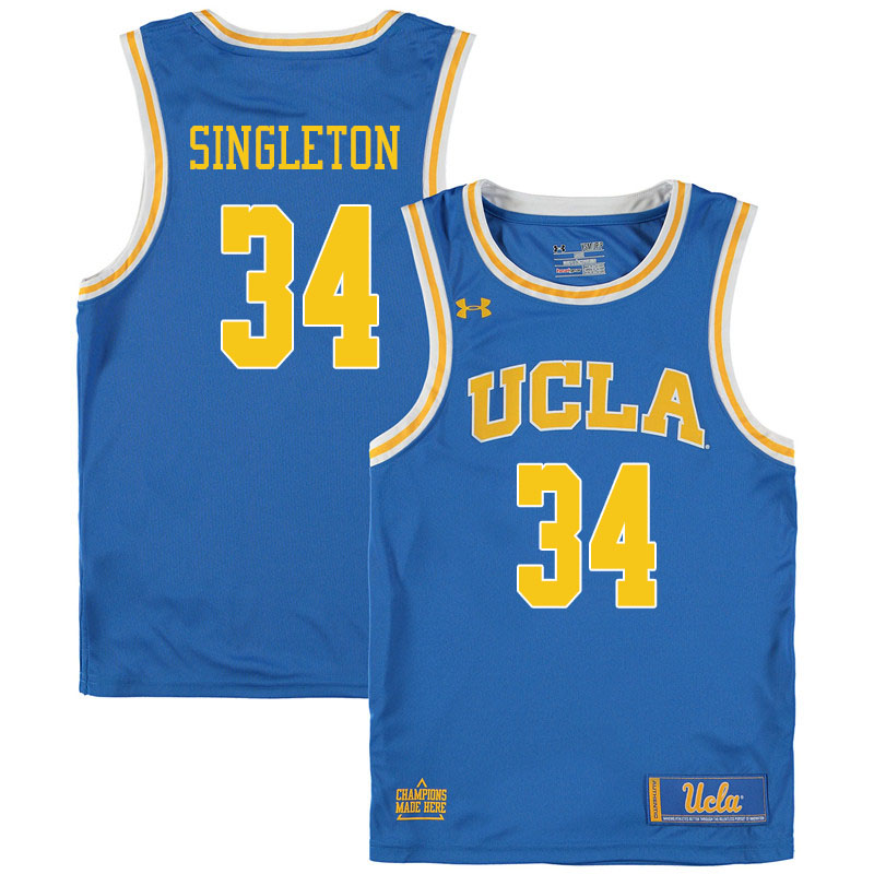 Men #34 David Singleton UCLA Bruins College Basketball Jerseys Sale-Blue